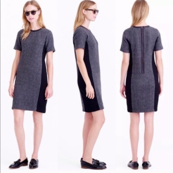 J. Crew wool mixed media houndstooth shift dress - Picture 1 of 5